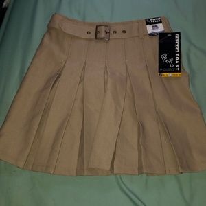 Khaki Pleated Uniform Skirt Skort